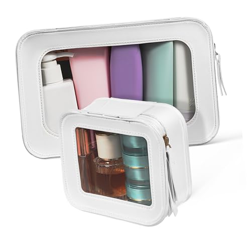 WRITWAA 2stücke Transparente Make-up-Taschen Kosmetiktaschen Mit Reißverschluss Organizer Für Reisen Quadratische Taschen Für Frauen Aus PVC-Material Leicht Zu Reinigen von WRITWAA