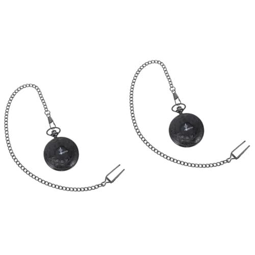 WRITWAA 2stücke Retro Klassische Taschenuhr Mit Doppelanzeige Und Römischen Ziffern Vintage Steampunk Design Mit Großer Kette Als Für Freunde Und Familie von WRITWAA