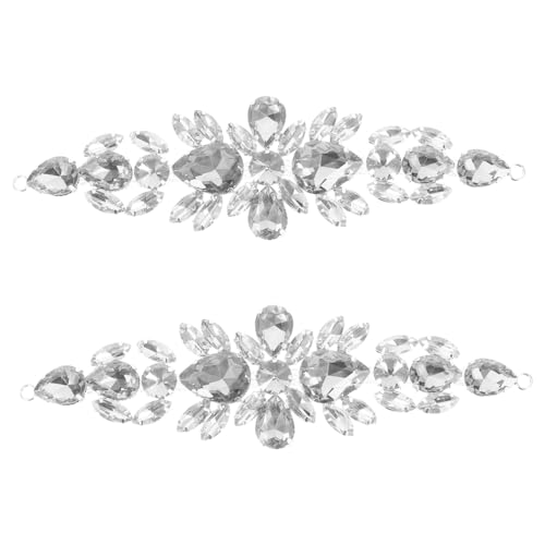 WRITWAA 2 STÜCK Hochwertige Blumen Strass Applikation mit Robuster Schweißnaht Funkelnde Brautschuh Dekoration Glitzernde Hochzeitsschmuck Verzierungen für Brautkleider Festliche Anlässe von WRITWAA