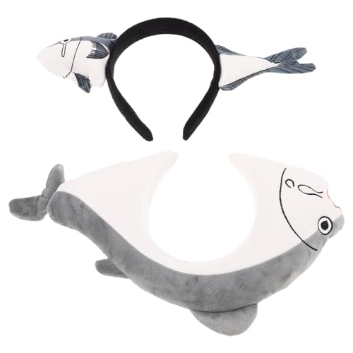 WRITWAA 2 STÜCK Lustiges Fisch haarband mit Großem und Kleinem Cartoon Meerestier Weiches Bequemes Party haarreif Kostümzubehör für Themenpartys und Halloween von WRITWAA