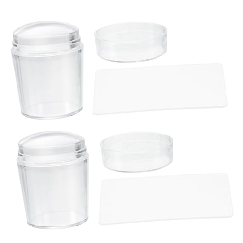 WRITWAA 2 Satz Nagelkunst Stempel Transparentes Silikon Selbstgemacht Maniküre Stempel für Kreative Nageldesigns mit Deckel Einfach zu Verwenden von WRITWAA