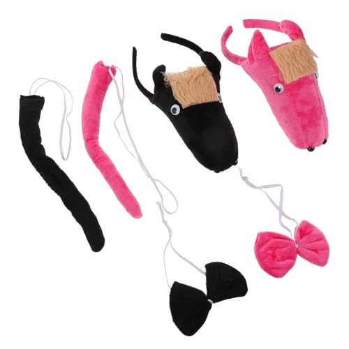 WRITWAA 2 Sets Pferdekostüm-Zubehör: Pferde-Stirnband mit Schweif und süßer Fliege – Tier-Cosplay-Kostüm-Set für Tier-Cosplay, Halloween, Zoo-Mottopartys von WRITWAA