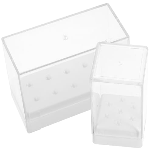 WRITWAA 2 Stck Teiliges Nagelbohrer Bit Aufbewahrungsbox aus Langlebigem Kunststoff mit Organizer Praktischer Multi hole Nagelfräser Bit Halter für Einfache und Sichere Lagerung von WRITWAA