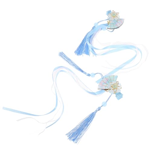 WRITWAA 2 Stck. Fan-Haarnadel Haarspangen für Mädchen Funkelnes Haarzubehör Schleife Süß Blau Klammer dekorative Haarspangen Fan- für Frauen Holzacryl Blue von WRITWAA