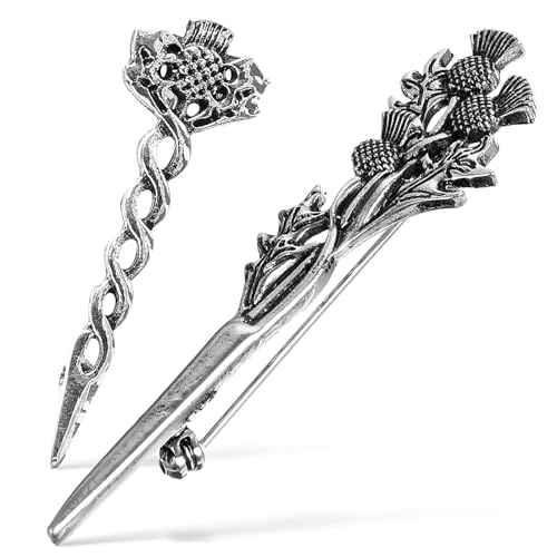 WRITWAA 2 Stk Schottische Distel Broschen Kragennadeln Sicherheitsbroschen FüR AnzüGe Und Kleidung, Vintage-Stil Anstecknadeln FüR MäNner Und Frauen, Geschenk FüR Outlander Fans von WRITWAA