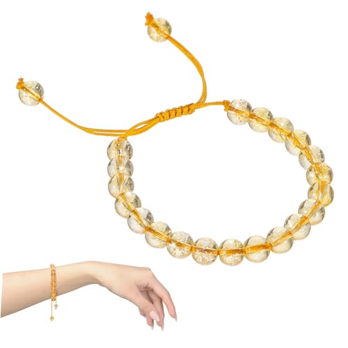 WRITWAA 2 Stk. Einstellbares Citrin Armband Damen Perlenarmband Handkette Schmuck Geschenk Frauen Mädchen Teenager Langlebig Vielseitig Verstellbar von WRITWAA