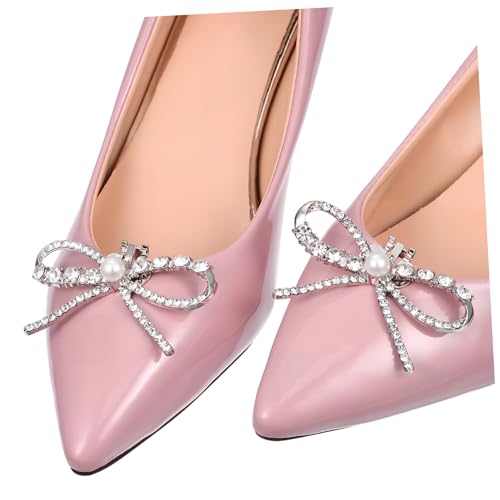 WRITWAA 2 Stück Abnehmbare Funkelnde Schuhclips mit Strass Schleife Teiliges Langlebige Legierung Damen Pumps Accessoires Einfache Befestigung für Hochzeit Party und Alltag von WRITWAA