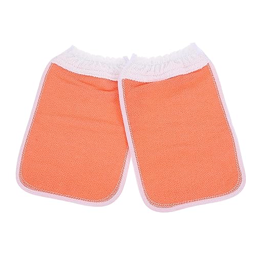 WRITWAA 2 Stück Badetuch Peelinghandschuh zum Peeling, Peelingtuch Tiefes Peelinghandschuh Körper Handschuhe Badeschrubber Handtücher schrubben Pflanzenfasern Orange von WRITWAA