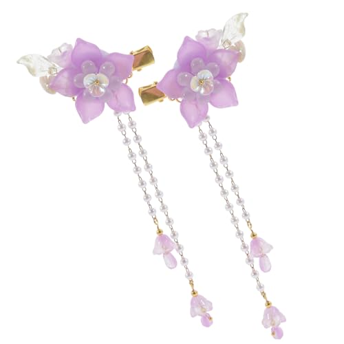 WRITWAA 2 Stück Blumen Paar Haarschmuck Styling Perlen Haarnadeln Damen Elegante Form Stil Dekorative Haarspange Haarklammern Für Mädchen Quaste Blumen Haarspangen Kleine Haarklammern von WRITWAA