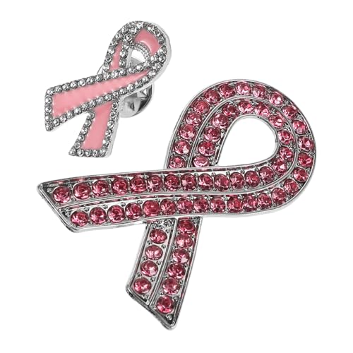 WRITWAA 2 Stück Brustkrebs Bewusstseins Broschen Rosa Schleifen Anstecknadeln Hochwertiger Legierung Vielseitig Tragbar an Kleidung Rucksack Mütze Modisches Charity Accessoire für Frauen von WRITWAA