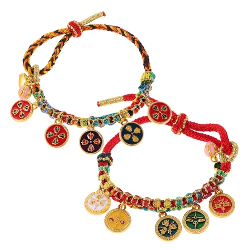 WRITWAA 2 Stück Buntes Seil gewebtes Armband Ethnischer tibetischer Thangka-Armreif Gott des Reichtums Geflochtene Handgelenkarmbänder Glück Reichtum Wohlstand Schmuck Dekoration von WRITWAA