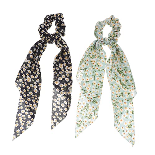 WRITWAA 2stücke Bedruckter Haargummi-schal Mit Langem Haarseil Chiffon-haarringe Für Frauen Damen Mädchen Vielseitig Für Alltag Und Verschiedene Anlässe von WRITWAA