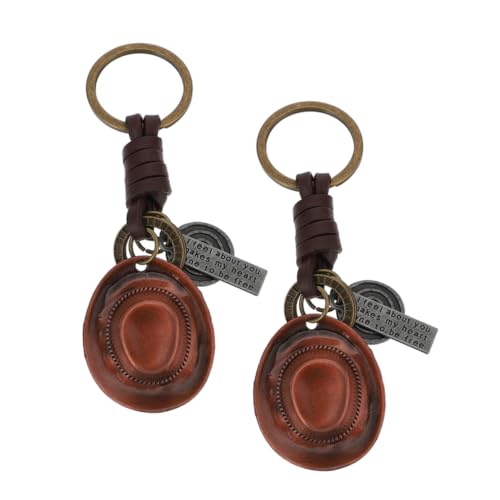 WRITWAA 2stücke Retro Cowboy Hut Schlüsselanhänger Schlüsselring Einzigartiges Auto Schlüssel Ornament Stilvolles Charm Für Tasche Und Geldbörse von WRITWAA