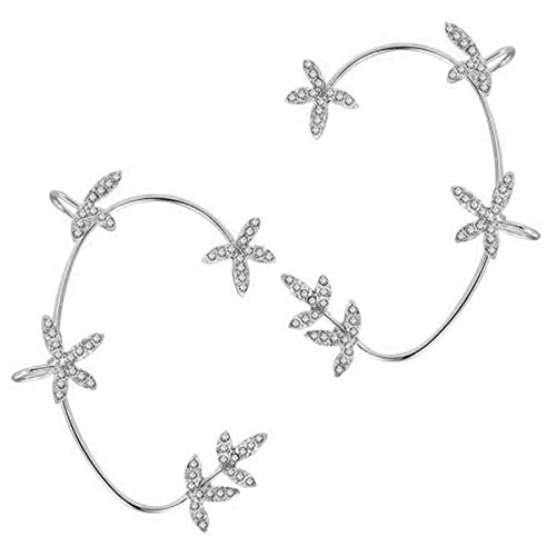 WRITWAA 2 Stück Damen Ohrklemme mit Funkelnden Strasssteinen Vintage Baumblatt Design Nickelfreies Non Piercing Ohrclip für Besondere Anlässe und Alltagsschmuck von WRITWAA