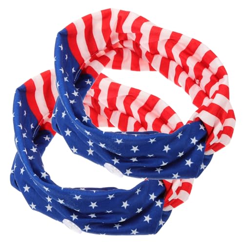 WRITWAA 2 Stück Damen Stirnband mit American Flaggen Muster Elastisches Sport Stirnband für Yoga Fitness und Training Rutschfest und Atmungsaktiv Vielseitig Einsetzbar von WRITWAA
