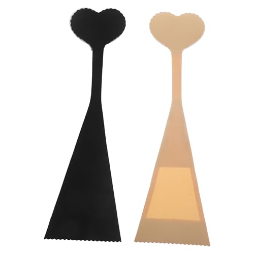 WRITWAA 2 Stück Damen-Tangas Aus Unsichtbarer Spitze In Nude Selbstklebend Ohne Höschenlinie Herzförmiger Trägerloser C-String-Tanga Hautfarbe Schwarz Größe von WRITWAA