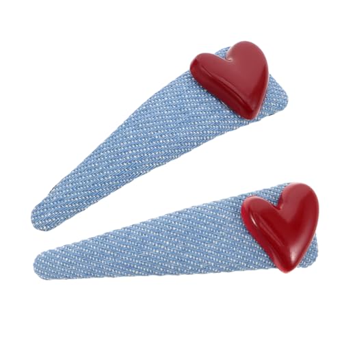 WRITWAA 2 Stück Dekorative Krokodilklemmen Denim-herz-haarnadeln Valentinstag Haarschmuck Haarstyling-gesichtsspangen Für Mädchen Teenager Party Schmuck von WRITWAA