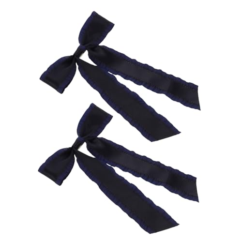 WRITWAA 2 Stück Dunkelblaue Haarspangen Baumwolle Schleifen Haarclips für Mädchen und Frauen Vielseitige Haarschleifen für Teens Einfache Anwendung Haarschmuck von WRITWAA
