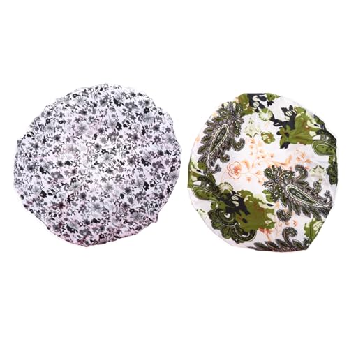 WRITWAA 2 Stück Duschhaube Damen Wasserdichte Bedruckte Badekappe aus Doppellagigem Material für Haar und Shampoo Schutz für Duschen und Schönheitspflege von WRITWAA