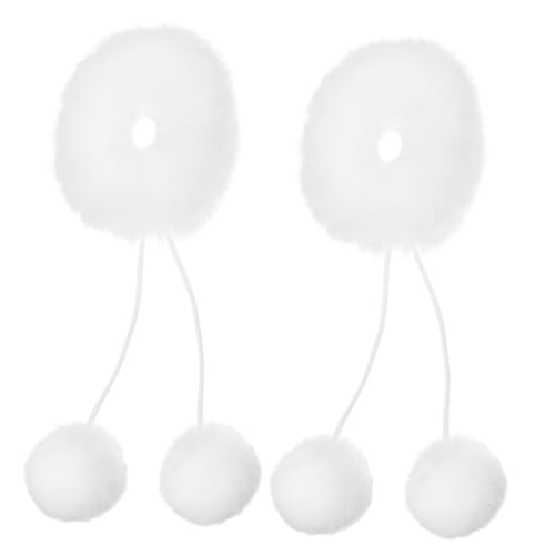 WRITWAA 2 Stück Flauschige Haargummis mit Pompons Weiche Strapazierfähige Haarbänder für Ponytails und Dutt für Damen Komfortable und Haaraccessoires von WRITWAA