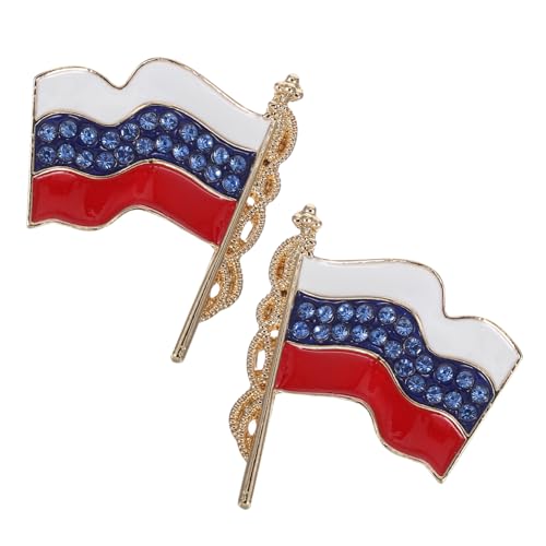 WRITWAA 2stücke Nadel Russische Flagge Flaggenbrosche Strasssteinen Winkende Russische Anstecknadel Für Hut Mantel Kleid Patriotische Kleidungsdekoration von WRITWAA
