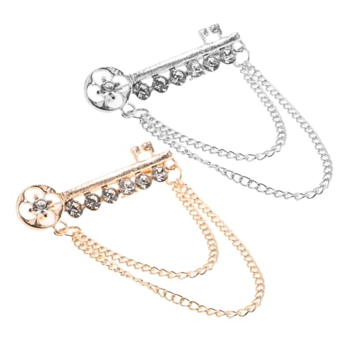 WRITWAA 2 Stück Glitzernde Strass Anstecknadel mit Ketten Design für Hochzeiten Anzüge und Formelle Anlässe Herren Accessoires von WRITWAA