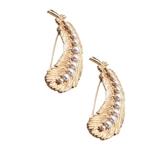 WRITWAA 2 Stück Goldfarbene Schmuckperlen Broschen Damen Anstecknadeln für Kleider Mantel Schal Party Schmuck Accessoire Elegante Dekorative Kleidungsnadel von WRITWAA