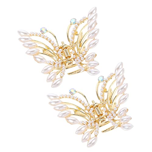 WRITWAA 2stücke Schmetterlingshaarklammer Mit Perlen Für Frauen Haarklammern Aus Kiefer Exquisiter Schmuck Für Kopf Und Haare Geeignet Für Alltag Party Und Hochzeit von WRITWAA