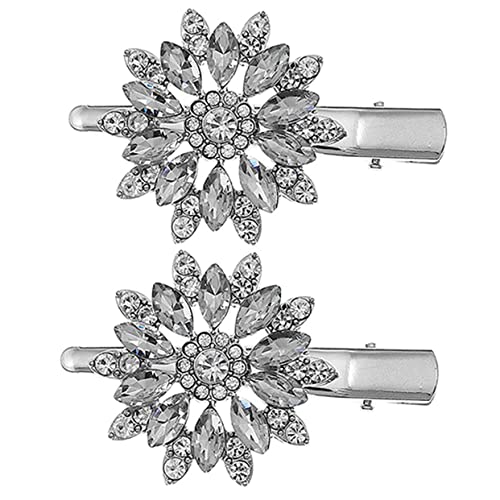 WRITWAA 2stücke Strass Haarclips Glitzer Blume Entenschnabel Clip Barrettes Für Frauen Haarschmuck Zur Hochzeit Und Party Accessoires Für Verschiedene Frisuren von WRITWAA