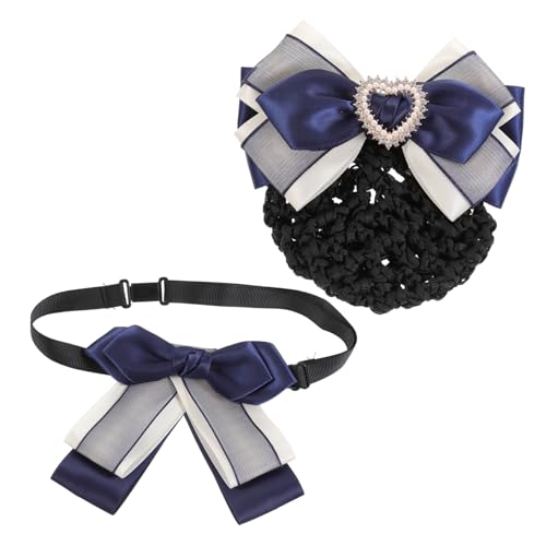 WRITWAA 2 Stück Haarklemme Blume Set Brötchen Haarzubehör für Frauen Damen-Dutt-Netz Haarspulen Haarknotennetze für den Tanz Haarknotenhalter mit Schleife Netz-Haarwickel Stoff von WRITWAA