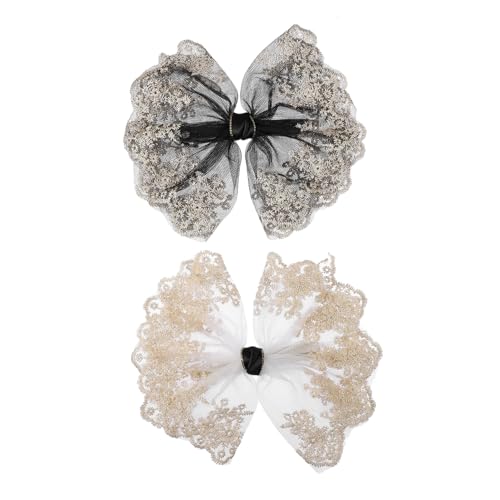WRITWAA 2 Stück Haarnadel aus Spitze dickes Haar Hochzeit Spitzenbesatz große Bogenspange Mädchen beugt sich für Haare Rückenhaar Bowknot Schleifenclip für Haare Black von WRITWAA
