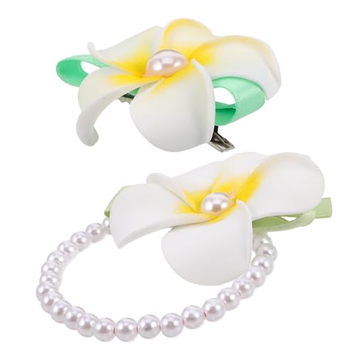 WRITWAA 2stücke Haarschmuck Blumen Und Perlen Haarspangen Und Gummis Im Hawaii-stil Für Damen Für Partys Strand Und Hochzeiten von WRITWAA