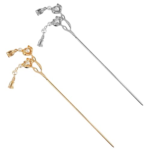 WRITWAA 2 Stück Haarnadeln für Damen Haarstäbchen mit Blüten Design Haarschmuck für Hochsteckfrisuren für Besondere Anlässe und Tägliches Styling von WRITWAA