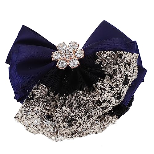 WRITWAA 2 Stück Haarschmuck Haarspangen Clips Haarnetz Haarknoten Clip Dutt Abdeckung Haarknotennetz Elastisches Netz Haarknotenhalter Haarnetze Für Frauen Dutt Blau Polyester Spitze von WRITWAA