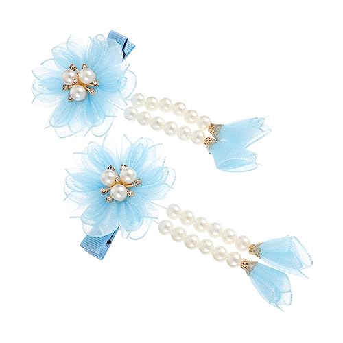 WRITWAA 2 Stück Haarschmuck Mit Quasten Mädchen Haarnadel Quaste Gold Klein Zubehör Barrettes Bögen Quaste Haarnadel Kopfbedeckungen Für Blue Imitationsperlen von WRITWAA