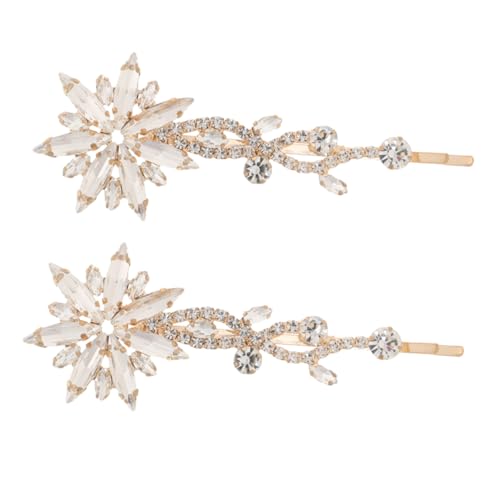 WRITWAA 2 Stück Haarschmuck Strass Clip Braut Haarnadeln Braut Haarspange Ausgefallene Haarspangen Für Frauen Dekorative Haarspangen Haarnadeln Für Frauen Strass Haarspangen Goldene von WRITWAA