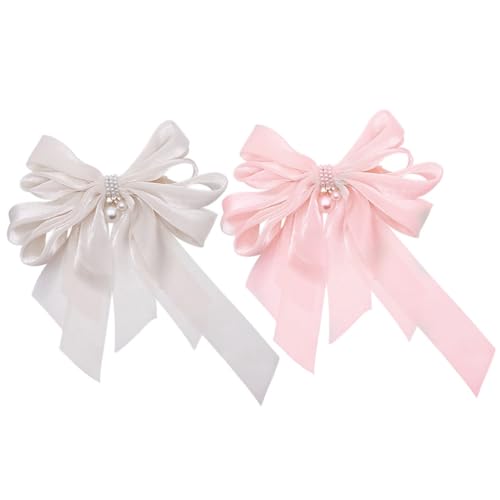 WRITWAA 2 Stück Haarspange Haarschmuck Haarschleifen für Mädchen groß französisch Haarzubehör Rosa hintere Haarschleife Bowknot-Haarklammern Haarschleifen aus Strass Frauenhaarclip Perle von WRITWAA