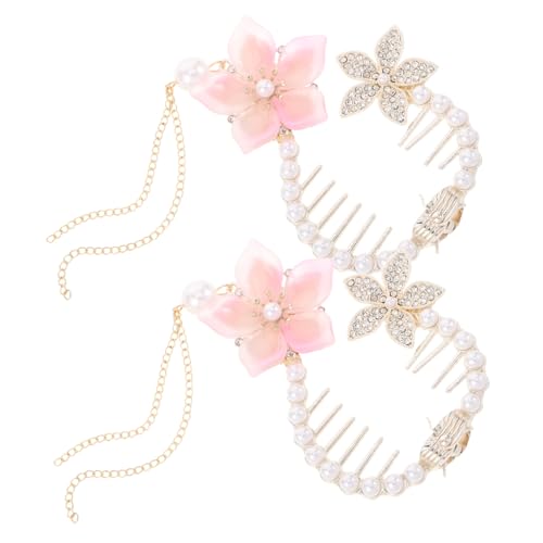 WRITWAA 2 Stück Haarspangen mit Kirschblüten und Kunstperlen Leichte und Rutschfeste Krallenclips für Mädchen und Teenager für Unordentliche Brötchen und bei Outdoor Aktivitäten von WRITWAA