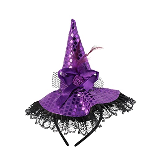 WRITWAA 2 Stück Halloween Hexen Haarreif mit Spitzen und Paillettenbesatz Einzigartiges Design Langlebig für Maskerade Karneval Cosplay und Party Dekoration von WRITWAA