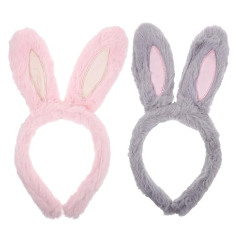 WRITWAA 2 Stück Hasenohren Haarreif Elastisch Bequem Cartoon Kaninchen Ohren Stirnband für Frauen Mädchen Karneval Ostern Party Kostüm Haarschmuck von WRITWAA
