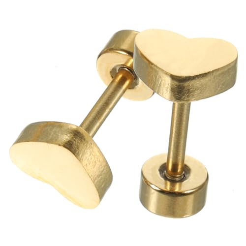 WRITWAA 2 Stück Herzförmige Ohrstecker Damen Edelstahl Leicht Allergiefrei Flacher Rücken Modisch Für Alltag Party Mädchen von WRITWAA