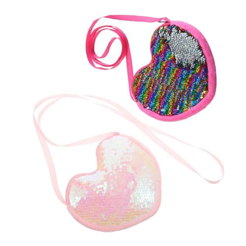 WRITWAA 2 Stück Herztasche für Mädchen Pailletten Umhängetasche mit Regenbogen Tragegurt Praktische Geldbörse für Kleine Sachen und Tägliche WRITWAA 2 Stück Herztasche für Mädchen Pailletten Umhängetasche mit Regenbogen Tragegurt Praktische Geldbörse für Kleine Sachen und Tägliche von WRITWAA