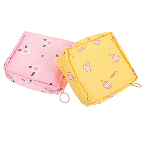 WRITWAA 2 Stück Hygienebeutel Cartoon Menstruationstaschen für Damen zur Aufbewahrung von Binden und Slipeinlagen Reisen und Unterwegs von WRITWAA