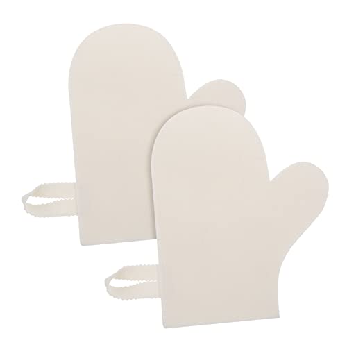 WRITWAA 2 Stück Isolationshandschuhe exfoliating glove exfoliate gloves Handtuch-Handschuh Hautreinigungshandschuh seidig schrubben verdickte Badehandschuhe Peeling-Handschuhe gefühlt Weiß von WRITWAA