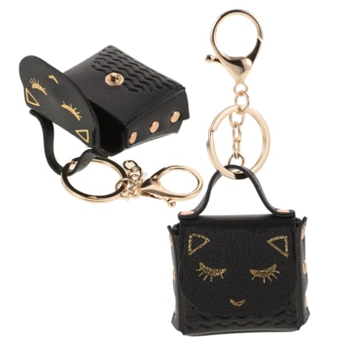 WRITWAA 2stücke Katzen-schlüsselanhänger Mit Mini-geldbörse Münzbörse Aus Zinklegierung Und Pu Tragbar Für Alltag Reisen Und Einkaufen von WRITWAA