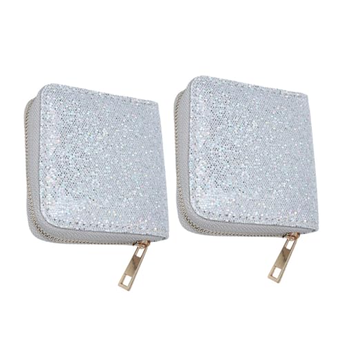 WRITWAA 2 Stück Kleine Glänzende Reißverschlussbörse Pailletten Praktischer und Kartenhalter für Reisen Shopping und Partys von WRITWAA