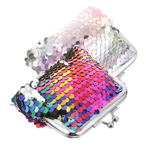 WRITWAA 2 Stück Kleine Münzbörsen Damen mit Kiss Lock Verschluss Glitzernde Pailletten Geldbeutel Kompakt Leicht und Praktisch für Münzen Schlüssel und Notizen Clutch für Unterwegs von WRITWAA