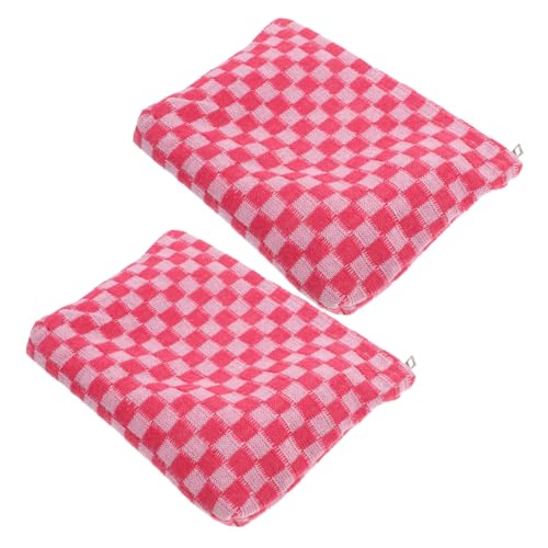 WRITWAA 2 Stück Kosmetiktasche Mit Schachbrettmuster Kulturbeutel Mini Make Up Organizer Damentasche Wasserdicht Kleine Schminktasche Kleine Make Up Doppelschicht Taschen Für von WRITWAA