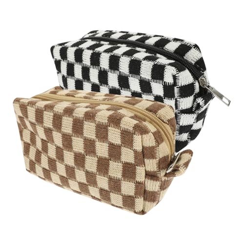 WRITWAA 2 Stück Kosmetiktasche Mit Schachbrettmuster Make Up Tasche Tragbar Süße Sachen Reise Kosmetiktasche Mehrere Fächer Kulturbeutel Kariert Reise Make Up Reisetasche Damen WRITWAA 2 Stück Kosmetiktasche Mit Schachbrettmuster Make Up Tasche Tragbar Süße Sachen Reise Kosmetiktasche Mehrere Fächer Kulturbeutel Kariert Reise Make Up Reisetasche Damen von WRITWAA