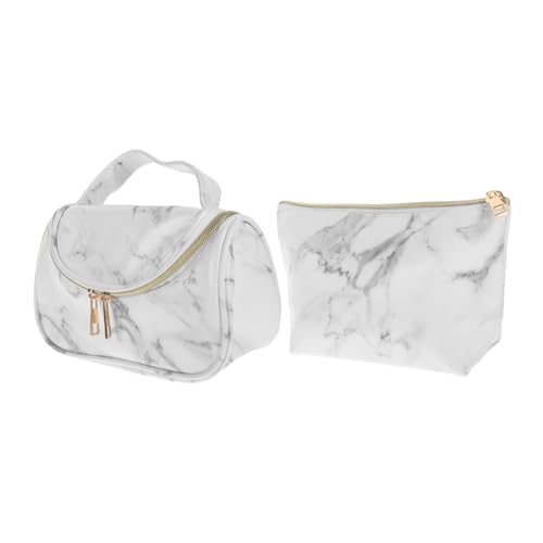 WRITWAA 2 Stück Kosmetiktaschen mit Marmor Wasserfeste Organizer für Große Kapazität für Make Up und Toilettenartikel Vielseitig Einsetzbar Stiftetui oder Münztasche von WRITWAA